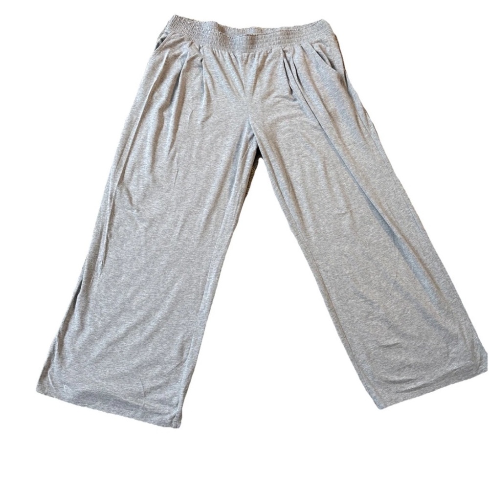 AnyBody Womens Lounge Cozy Soft Knit Wideleg Pants Size Large Gray Elastic Waist - Picture 4 of 15